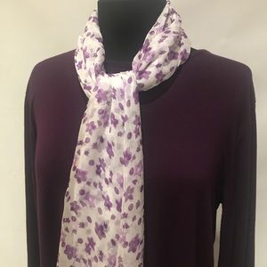 Purple floral silk scarf wrap shawl hijab turban